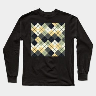 Argyle Pattern Green Yellow and Slate Long Sleeve T-Shirt